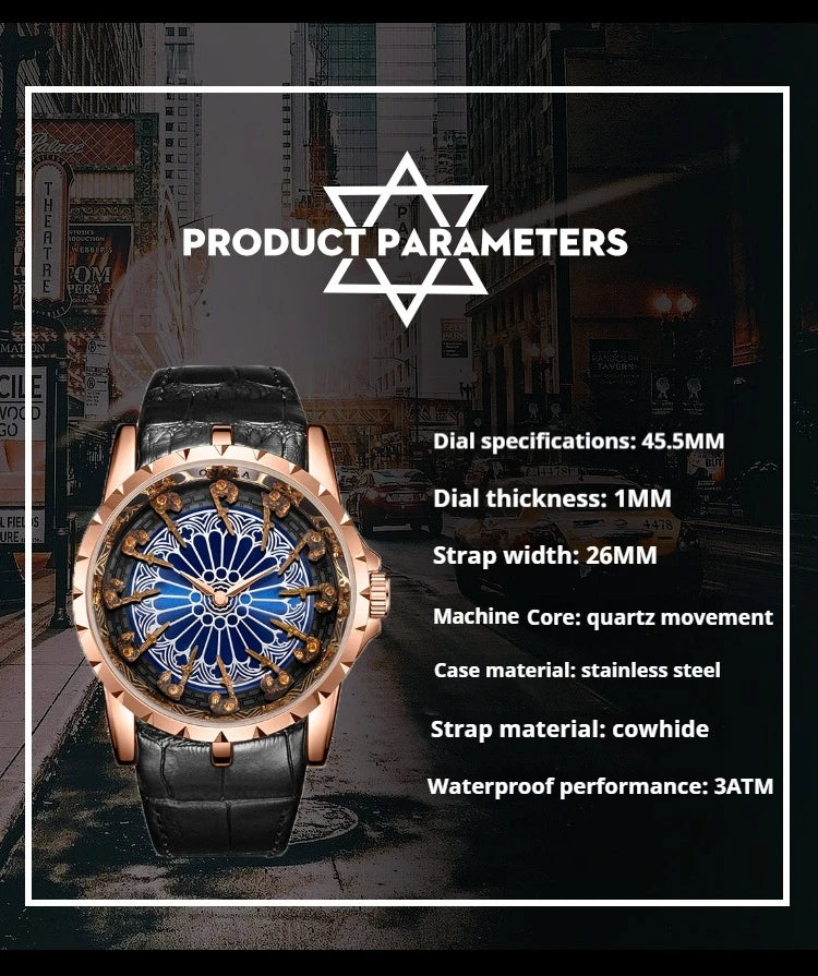 Quartz Watches for men Twelve Knights of the Round Table high quality Men's Watch man sports luxury brands waterproof men's
