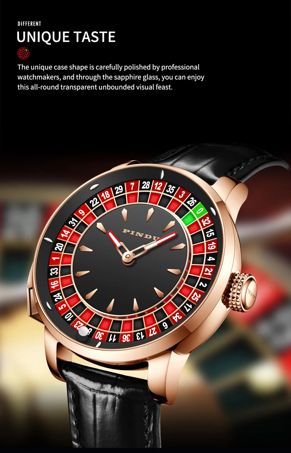 Roulette Watches PINDU Design Entertainment Game Turntable Upgrade Button Model NH35A Movement Sapphire Men's Mechanical Watch