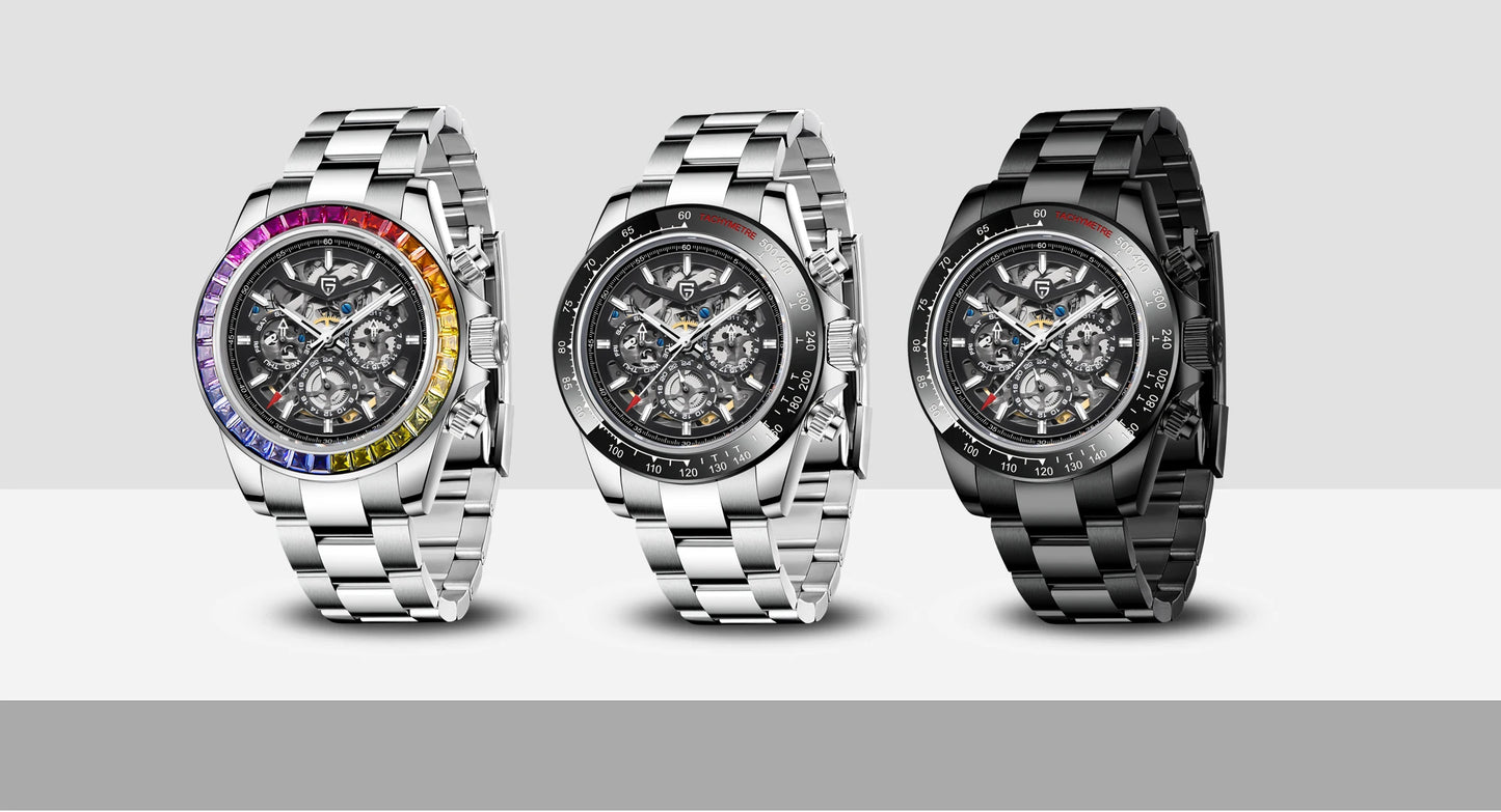 PAGANI DESIGN watch Mechanical Wristwatches for Men, Hollow Out, Chronograph Movement, Luxury, New, Original, HZ2196G ,