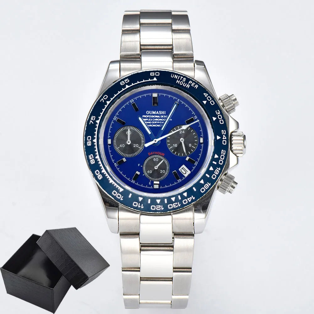 VK63 Men's Sports Watch Chronograph Quartz Sapphire Glass Intense Stainless Steel Green Luminance Waterproof 10BAR WATCH strap
