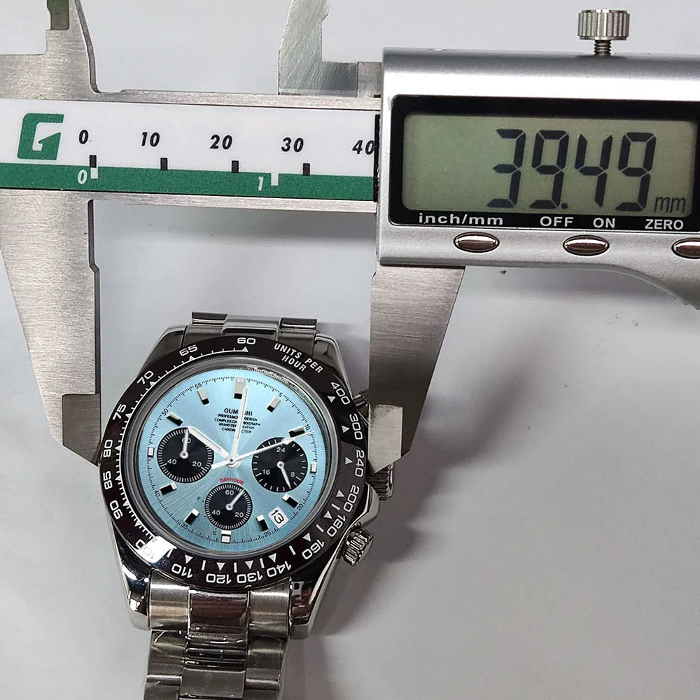 VK63 Men's Sports Watch Chronograph Quartz Sapphire Glass Intense Stainless Steel Green Luminance Waterproof 10BAR WATCH strap