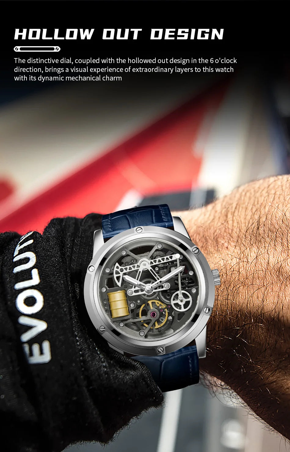 PINDU Design New Oil Well Mechanical Watch Men Miyata 8215 Movement Sapphire Mirror Waterproof Business Mechanical Wristwatches