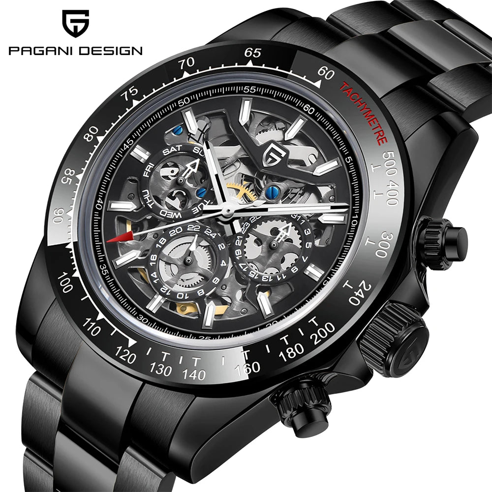 PAGANI DESIGN watch Mechanical Wristwatches for Men, Hollow Out, Chronograph Movement, Luxury, New, Original, HZ2196G ,