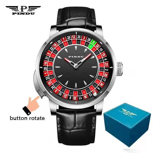 Roulette Watches PINDU Design Entertainment Game Turntable Upgrade Button Model NH35A Movement Sapphire Men's Mechanical Watch