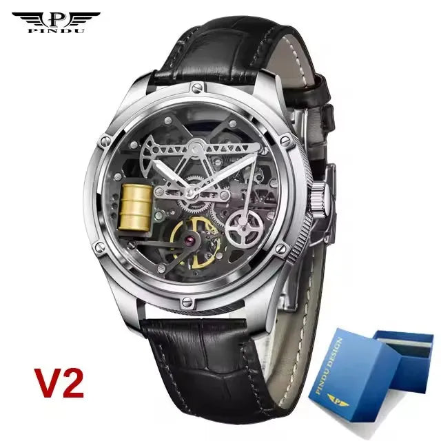 PINDU Design New Oil Well Mechanical Watch Men Miyata 8215 Movement Sapphire Mirror Waterproof Business Mechanical Wristwatches
