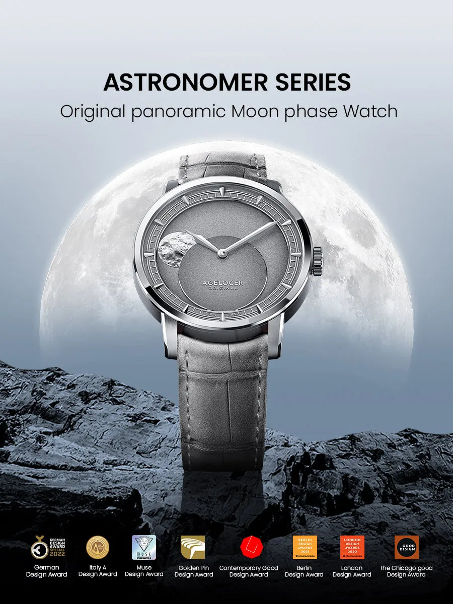 AGELOCER Major Breakthrough 29.51-Days MoonPhase Original Astronomer Men's Mechanical Watch Birthday Gift for Men
