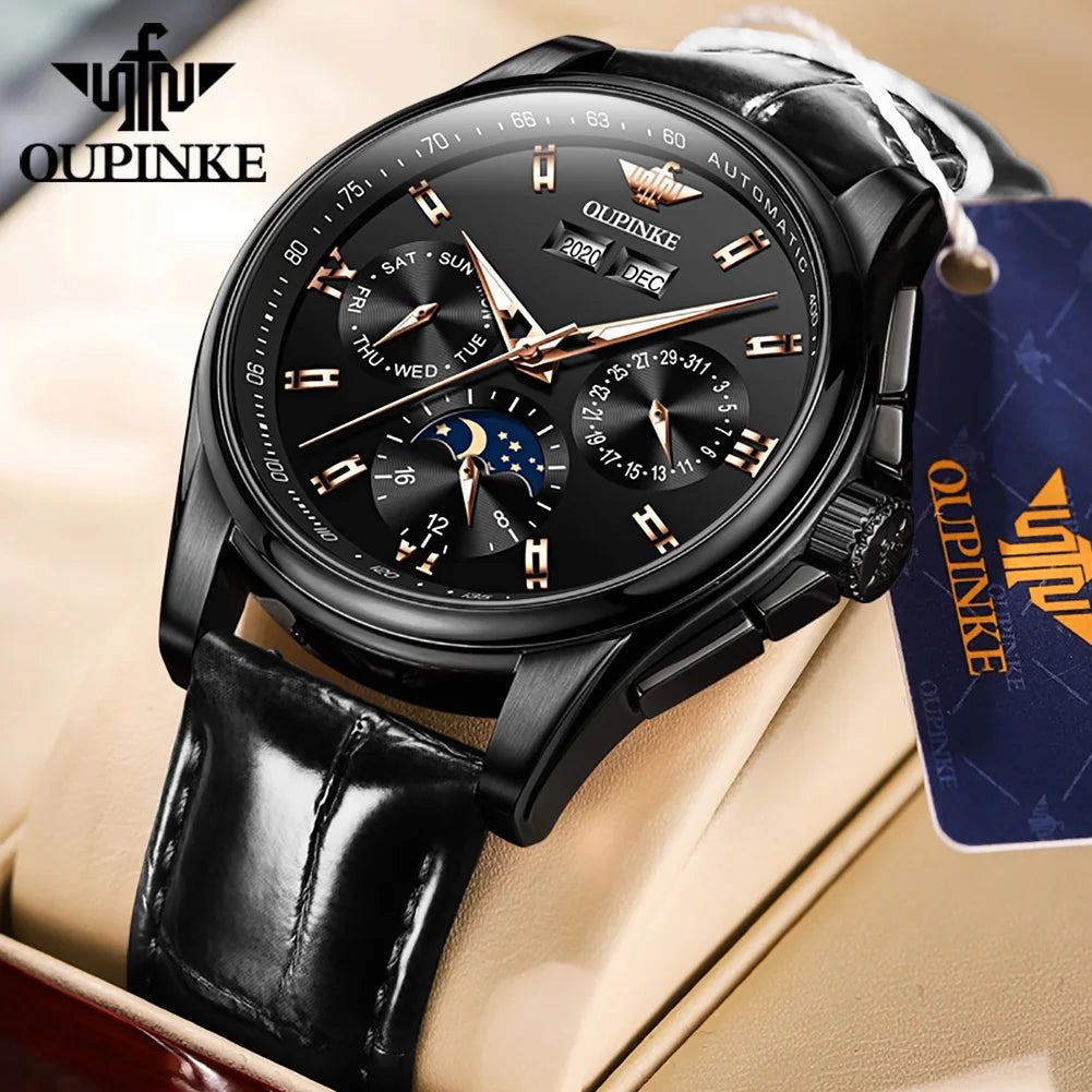 OUPINKE 3189 Mens Watch Original Brand Automatic Mechanical Watch Waterproof Luminous Watches Luxury Men Multifunctional Watches