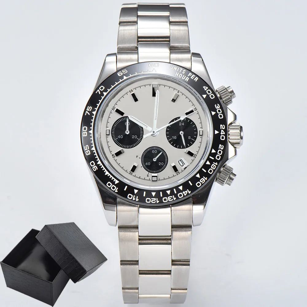 VK63 Men's Sports Watch Chronograph Quartz Sapphire Glass Intense Stainless Steel Green Luminance Waterproof 10BAR WATCH strap