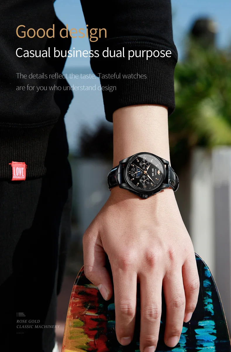 OUPINKE 3189 Mens Watch Original Brand Automatic Mechanical Watch Waterproof Luminous Watches Luxury Men Multifunctional Watches