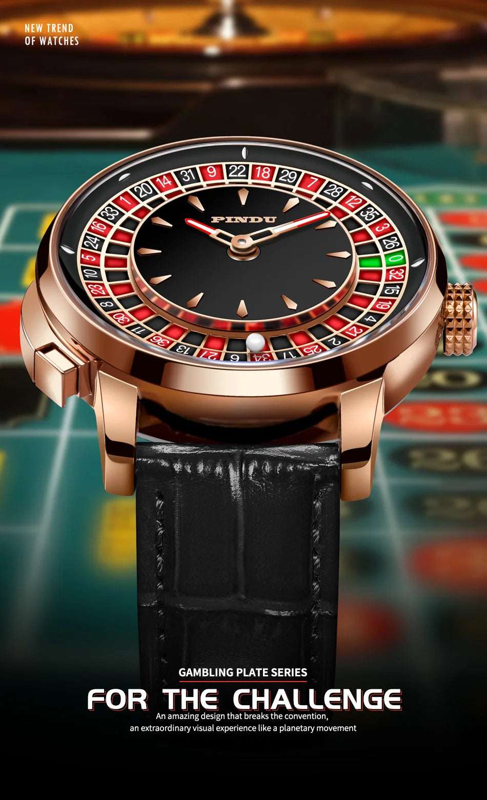 Roulette Watches PINDU Design Entertainment Game Turntable Upgrade Button Model NH35A Movement Sapphire Men's Mechanical Watch