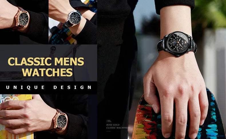 OUPINKE 3189 Mens Watch Original Brand Automatic Mechanical Watch Waterproof Luminous Watches Luxury Men Multifunctional Watches