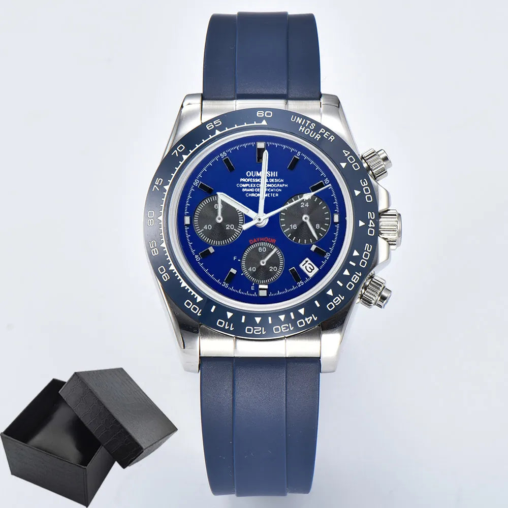 VK63 Men's Sports Watch Chronograph Quartz Sapphire Glass Intense Stainless Steel Green Luminance Waterproof 10BAR WATCH strap