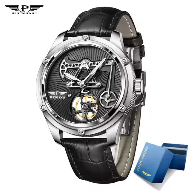 PINDU Design New Oil Well Mechanical Watch Men Miyata 8215 Movement Sapphire Mirror Waterproof Business Mechanical Wristwatches