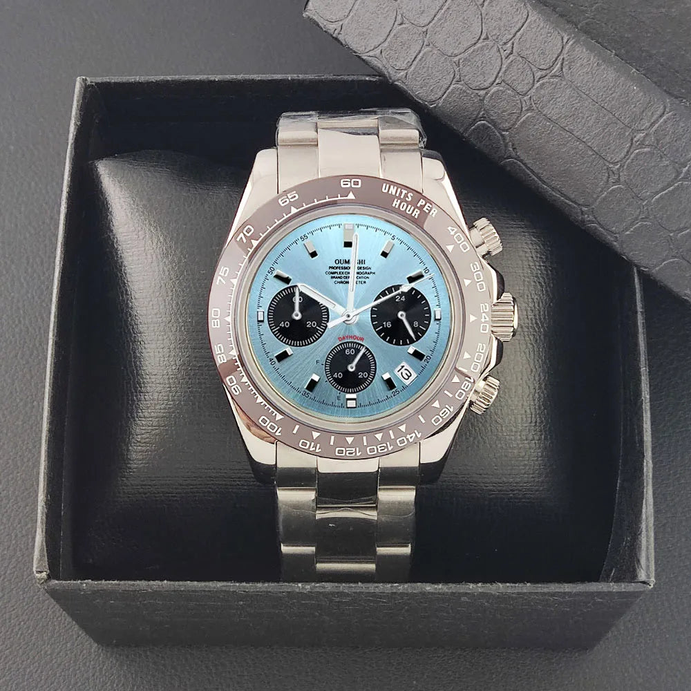VK63 Men's Sports Watch Chronograph Quartz Sapphire Glass Intense Stainless Steel Green Luminance Waterproof 10BAR WATCH strap