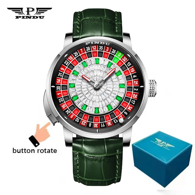 Roulette Watches PINDU Design Entertainment Game Turntable Upgrade Button Model NH35A Movement Sapphire Men's Mechanical Watch
