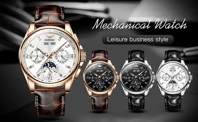 OUPINKE 3189 Mens Watch Original Brand Automatic Mechanical Watch Waterproof Luminous Watches Luxury Men Multifunctional Watches