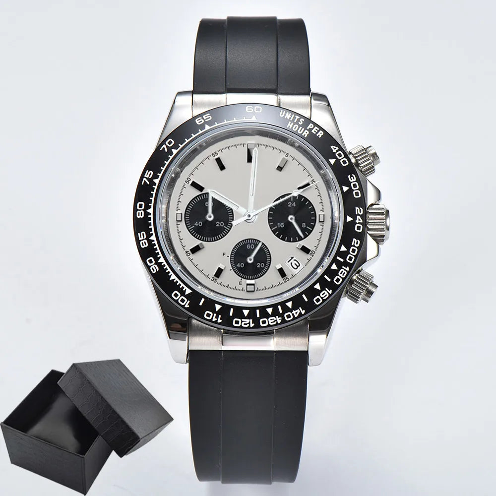 VK63 Men's Sports Watch Chronograph Quartz Sapphire Glass Intense Stainless Steel Green Luminance Waterproof 10BAR WATCH strap