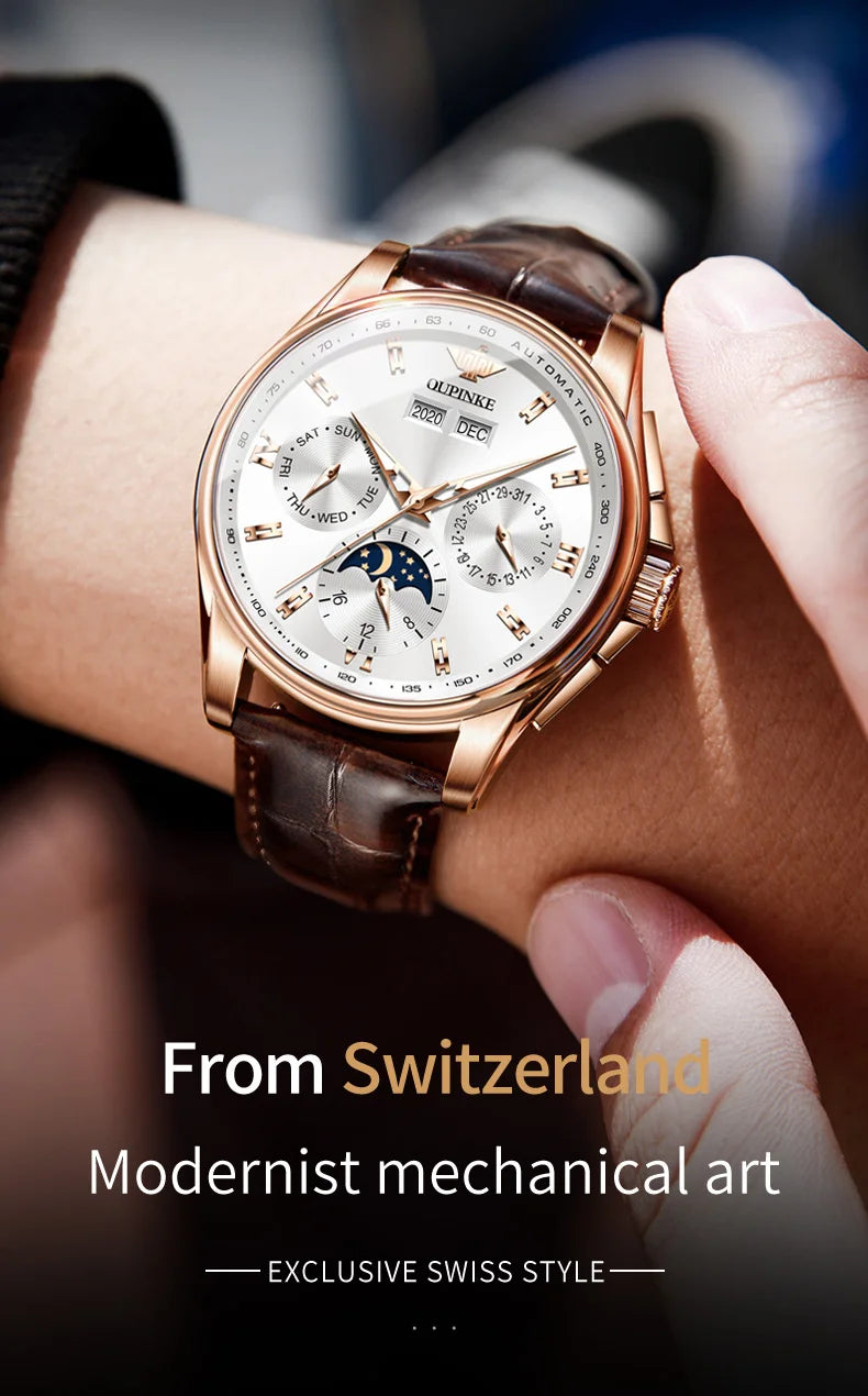 OUPINKE 3189 Mens Watch Original Brand Automatic Mechanical Watch Waterproof Luminous Watches Luxury Men Multifunctional Watches