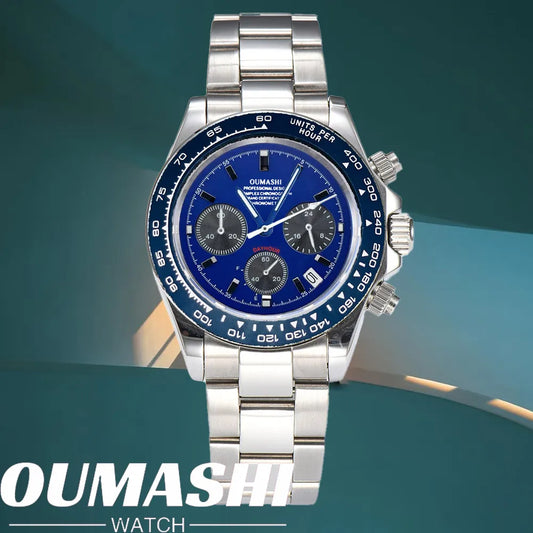 VK63 Men's Sports Watch Chronograph Quartz Sapphire Glass Intense Stainless Steel Green Luminance Waterproof 10BAR WATCH strap